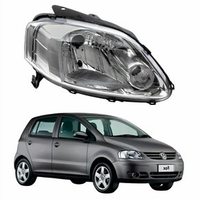 Farol Vw Fox 2003 Até 2009 Máscara Cromada Lado Direito Passageiro