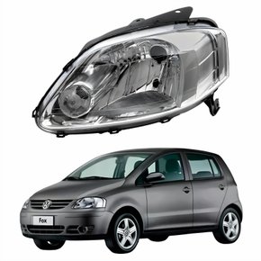 Farol Vw Fox 2003 Até 2009 Máscara Cromada Lado Esquerdo Motorista