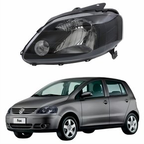 Farol Vw Fox 2003 Até 2009 Máscara Negra Lado Esquerdo Motorista