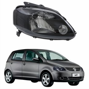 Farol Vw Fox 2003 Até 2009 ORGUS Máscara Negra Lado Direito Passageiro