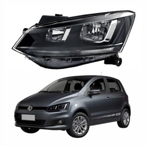 Farol Vw Fox 2015 Até 2019 Friso Preto Lado Esquerdo Motorista