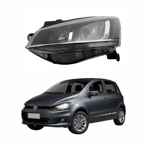 Farol Vw Fox 2015 Até 2019 Máscara Negra Friso Cromado Lado Esquerdo Motorista