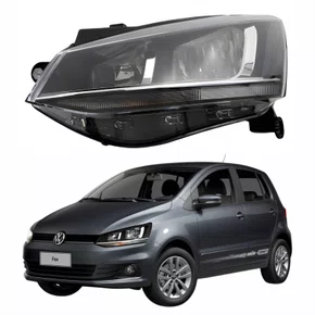 Farol Vw Fox 2015 Até 2019 Máscara Negra Friso Cromado Lado Esquerdo Motorista