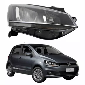 Farol Vw Fox 2015 Até 2019 ORIGINAL Máscara Negra Friso Cromado Lado Direito Passageiro