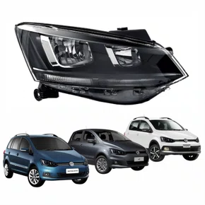 Farol Vw Fox Crossfox Spacefox 2015 Até 2019 Original Friso Preto Lado Direito Passageiro