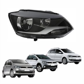 Farol Vw Fox Spacefox Crossfox 2011 Até 2014 Máscara Negra Lado Direito Passageiro