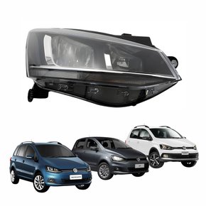 Farol Vw Fox Spacefox Crossfox 2015 Até 2019 Friso Cromado Lado Direito Passageiro