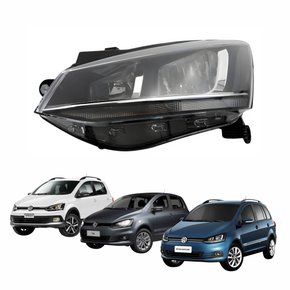 Farol Vw Fox Spacefox Crossfox 2015 Até 2019 Friso Cromado Lado Esquerdo Motorista