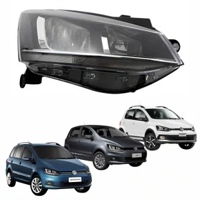 Farol Vw Fox Spacefox Crossfox 2015 Até 2019 ORIGINAL Máscara Negra Friso Cromado Lado Direito Passageiro