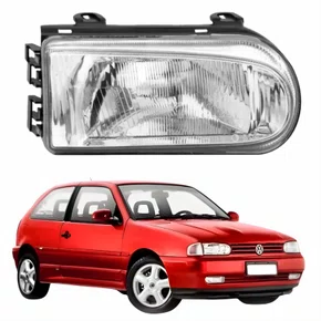 Farol Vw Gol G2 1995 Até 1999 Foco Simples Máscara Cromada Lado Direito Passageiro