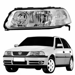 Farol VW Gol G3 1999 Até 2005 Foco Duplo Máscara Cromada Lado Esquerdo Motorista