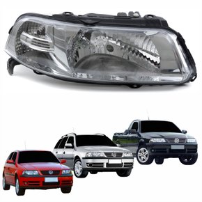 Farol Principal Vw Gol Parati Saveiro 1999 Até 2005 Foco Simples Máscara Cromada Lado Direito Passageiro