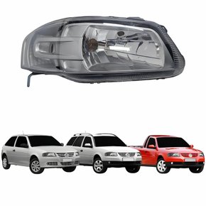 Farol Vw Gol G4 2005 Até 2008 Parati G4 2005 Até 2012 Saveiro G4 2005 Até 2009 Mascara Cinza Claro Lado Esquerdo Motorista