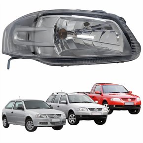 Farol Principal Vw Gol Parati Saveiro 2005 Até 2012 Máscara Cinza Lado Direito Passageiro