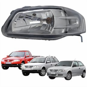 Farol Principal Vw Gol Parati Saveiro 2005 Até 2012 Máscara Cinza Lado Esquerdo Motorista