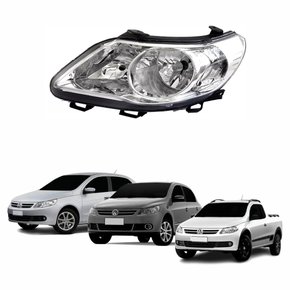 Farol Vw Gol Voyage G5 2009 Até 2012 Saveiro G5 2009 Até 2013 Máscara Cromada Lado Esquerdo Motorista