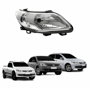Farol Vw Gol Voyage G5 2009 Até 2012 Saveiro G5 2009 Até 2013 Máscara Cromada Lado Direito Passageiro