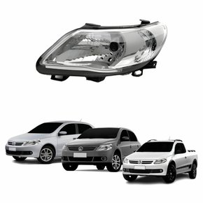 Farol Vw Gol Voyage G5 2009 Até 2012 Saveiro G5 2009 Até 2013 Máscara Cromada Lado Esquerdo Motorista