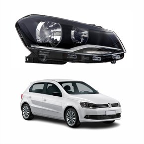 Farol Vw Gol G6 2013 Até 2016 Foco Duplo Máscara Negra Lado Direito Passageiro