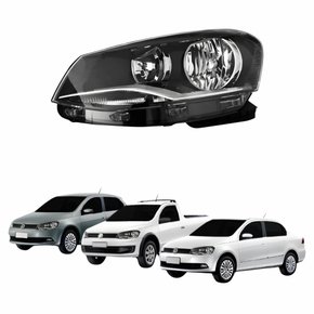 Farol Vw Gol Voyage Saveiro G6 2013 Até 2016 Máscara Negra Lado Esquerdo Motorista