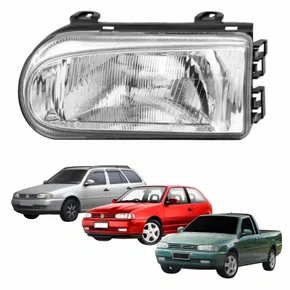 Farol Vw Gol Parati Saveiro G2 1995 Até 1999 Foco Simples Máscara Cromada Lado Esquerdo Motorista