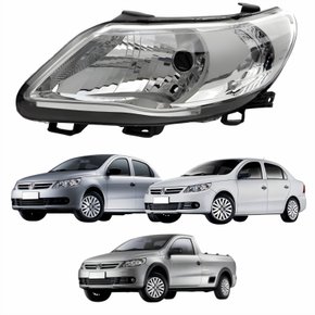 Farol Vw Gol Voyage G5 2008 Até 2012 Saveiro G5 2008 Até 2013 Máscara Cromada Lado Esquerdo Motorista