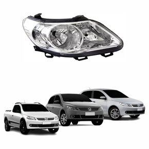 Farol Vw Gol Voyage G5 2009 Até 2012 Saveiro G5 2009 Até 2013 Máscara Cromada Lado Direito Passageiro
