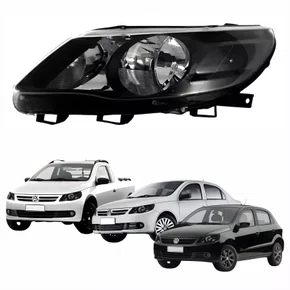 Farol Vw Gol Voyage G5 2009 Até 2013 Saveiro G5 2010 Até 2013 Máscara Negra Lado Esquerdo Motorista
