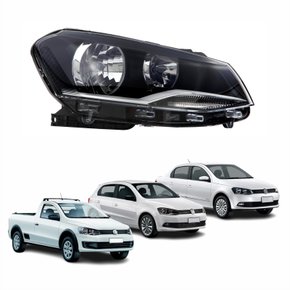 Farol Vw Gol Voyage Saveiro G6 2013 Até 2016 Foco Duplo Máscara Negra Lado Direito Passageiro