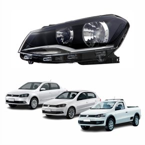 Farol Vw Gol Voyage Saveiro G6 2013 Até 2016 Foco Duplo Máscara Negra Lado Esquerdo Motorista