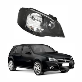Farol Vw Golf 2007 Até 2014 Máscara Negra Lado Direito Passageiro