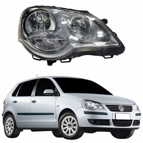Farol Principal Vw Polo 2008 Até 2015 Máscara Cromada Lado Direito Passageiro