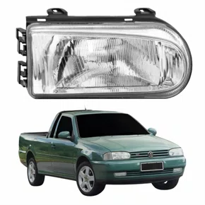 Farol Vw Saveiro G2 1995 Até 1999 Foco Simples Máscara Cromada Lado Direito Passageiro