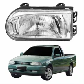 Farol Vw Saveiro G2 1995 Até 1999 Foco Simples Máscara Cromada Lado Esquerdo Motorista