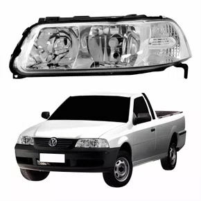 Farol VW Saveiro G3 1999 Até 2005 Foco Duplo Máscara Cromada ARTEB Lado Esquerdo Motorista