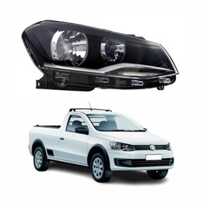 Farol Vw Saveiro G6 2014 Até 2016 Foco Duplo Máscara Negra Lado Direito Passageiro