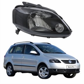 Farol Vw Spacefox 2005 Até 2009 Máscara Negra Lado Direito Passageiro