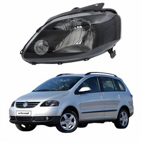 Farol Vw Spacefox 2005 Até 2009 Máscara Negra Lado Esquerdo Motorista