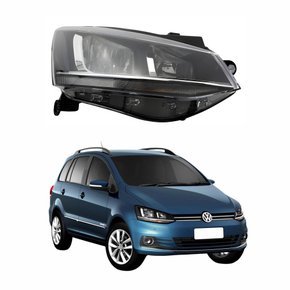 Farol Vw Spacefox 2015 Até 2019 Máscara Negra Friso Cromado Lado Direito Passageiro