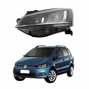Farol Vw Spacefox 2015 Até 2019 Máscara Negra Friso Cromado Lado Esquerdo Motorista