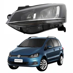 Farol Vw Spacefox 2015 Até 2019 Máscara Negra Friso Cromado Lado Esquerdo Motorista