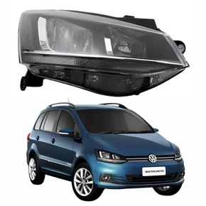 Farol Vw Spacefox 2015 Até 2019 ORIGINAL Máscara Negra Friso Cromado Lado Direito Passageiro