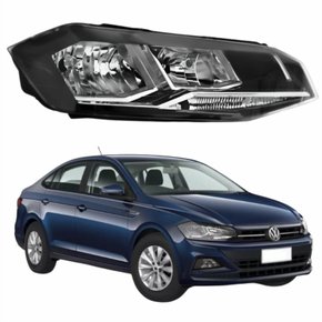 Farol Vw Virtus 2018 Até 2022 Original Arteb Máscara Negra Com Friso Cromado Lado Direito Passageiro