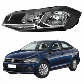 Farol Vw Virtus 2018 Até 2022 Original Arteb Máscara Negra Com Friso Cromado Lado Esquerdo Motorista