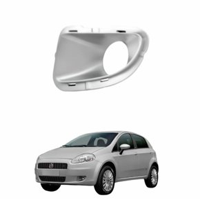 Grade Parachoque Fiat Punto 2008 até 2012 com Furo Prata Lado Esquerdo Motorista