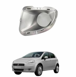 Grade Parachoque Fiat Punto 2008 até 2012 sem Furo Prata Lado Esquerdo Motorista
