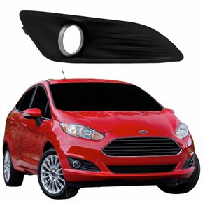 Grade Parachoque Ford New Fiesta 2014 2015 2016 2017 2018 Aro Cinza Com Furo Lado Direito Passageiro