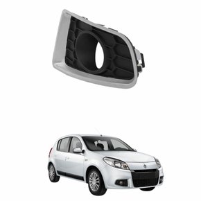 Grade Parachoque Renault Sandero 2012 2013 2014 com Furo Cromado Lado Direito Passageiro