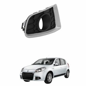 Grade Parachoque Renault Sandero 2012 2013 2014 com Furo Cromado Lado Esquerdo Motorista