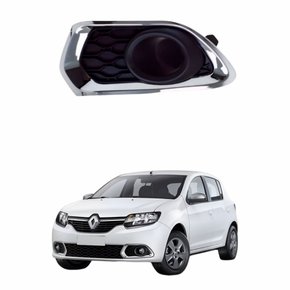 Grade Parachoque Renault Sandero 2015 2016 2017 2018 2019 sem Furo com Cromado Lado Esquerdo Motorista